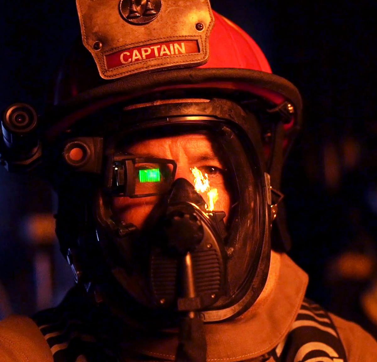 Qwake C-Thru AR HUD on a firefighter's helmet