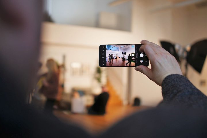 Samsung Galaxy S20 taking a photo