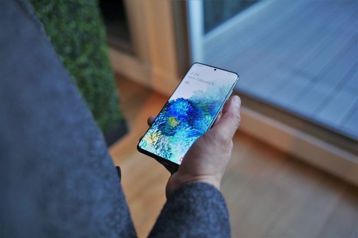 Samsung Galaxy S20 held in hand