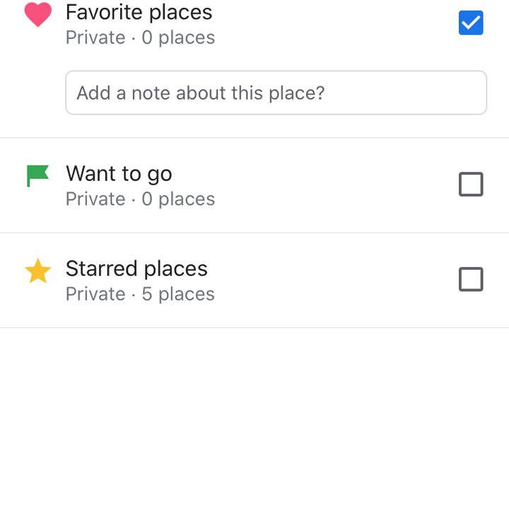 Google Maps save favorites