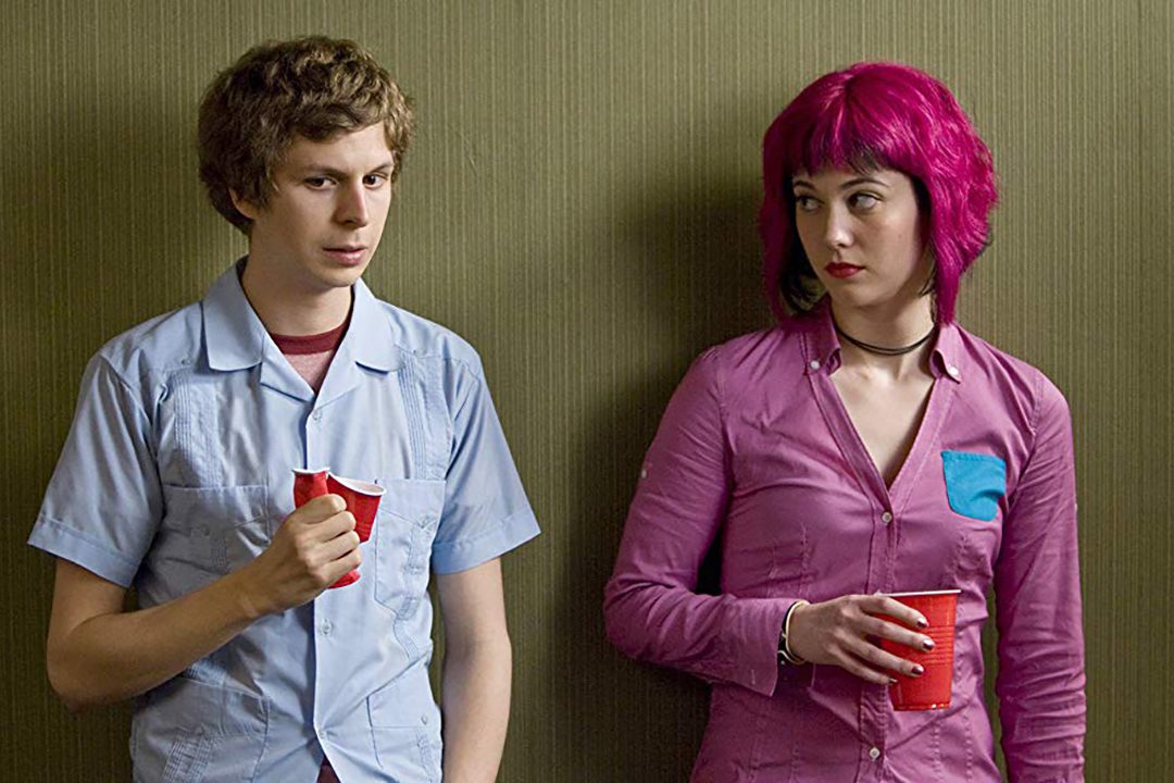 Scott Pilgrim and Ramona Flowers in Scott Pilgrim vs. the World.