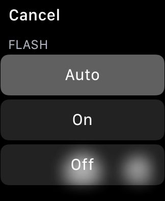 Apple Watch Camera Remote flash mode.