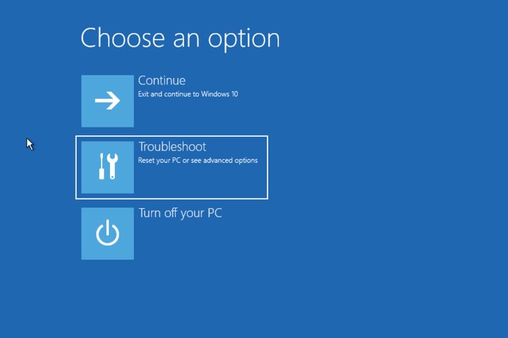 Windows 10 Choose an Option