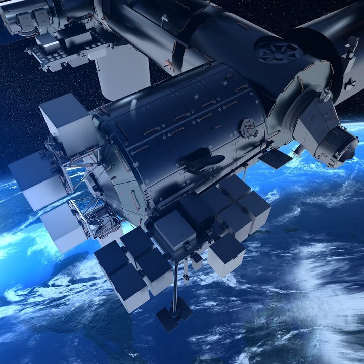 A visualization of the Bartolomeo platform attached to the International Space Station.