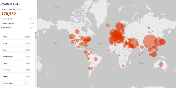 Bing's new coronavirus tracker