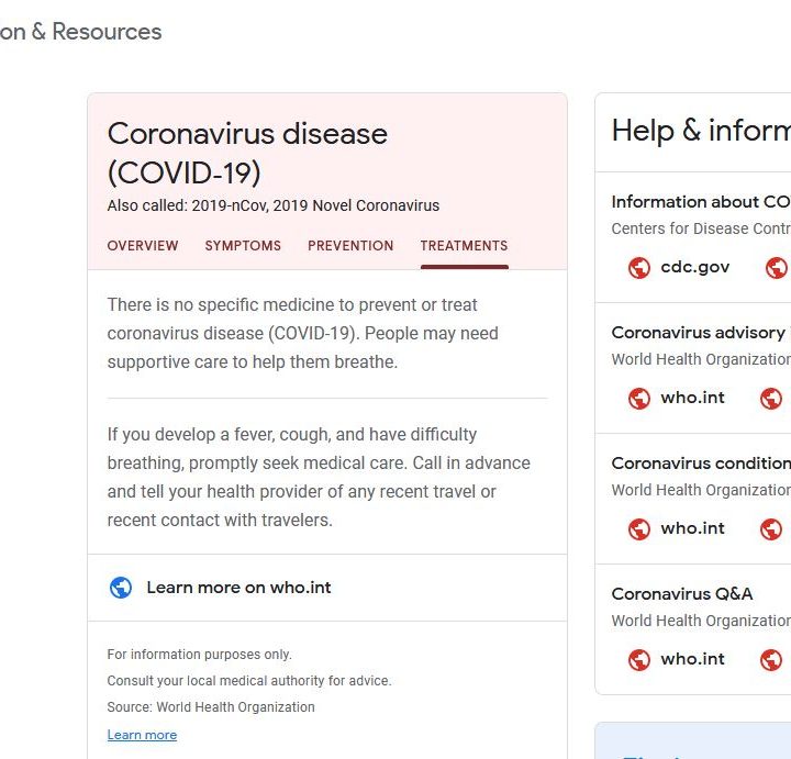 Google's new coronavirus information website