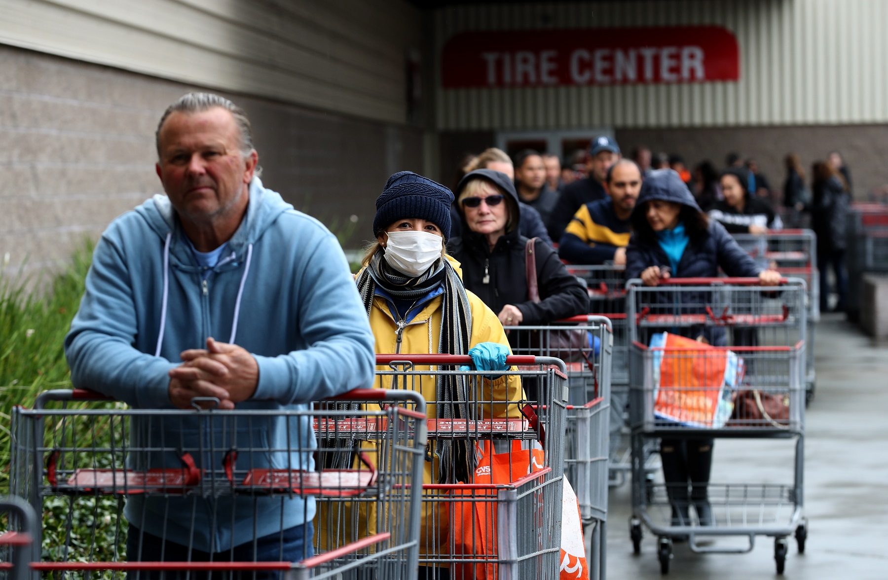 Costco line amid the coronavirus outbreak