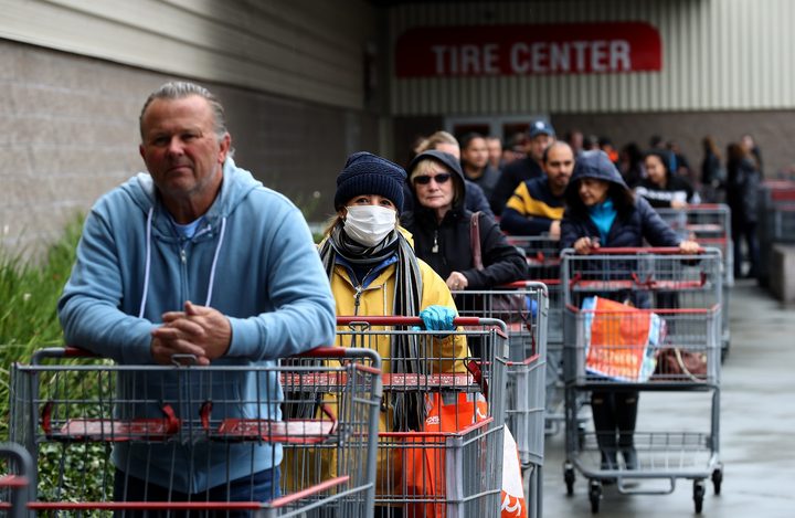 Costco line amid the coronavirus outbreak