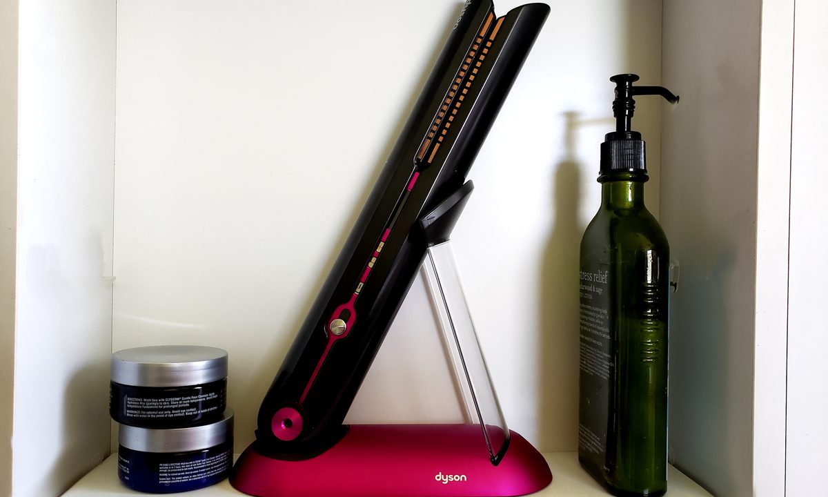 Dyson Corrale Pink and Black on stand