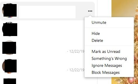 FB Messenger desktop website screenshot