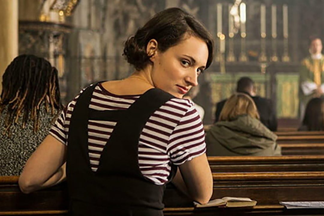 Phoebe Waller-Bridge turns behind at church.