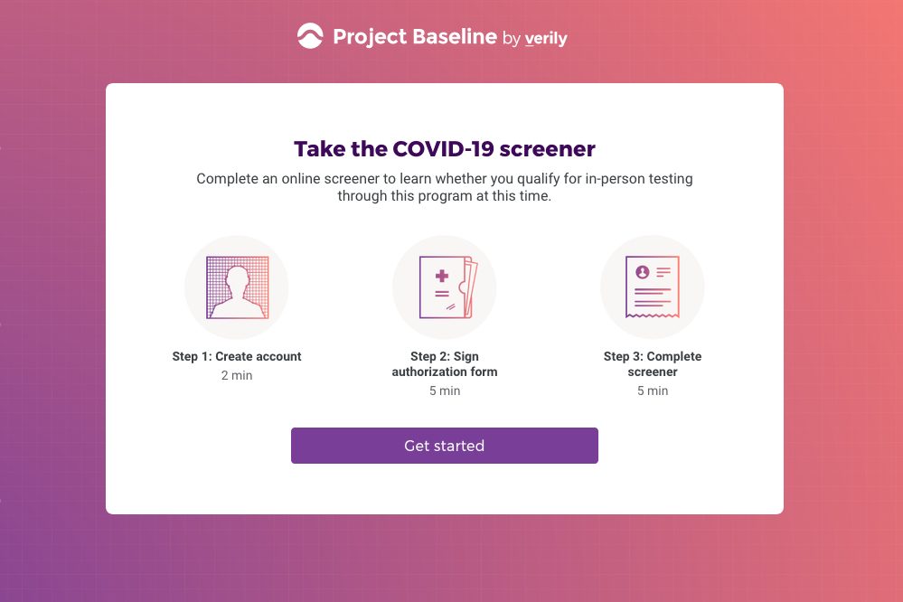 Google Verily coronavirus testing website