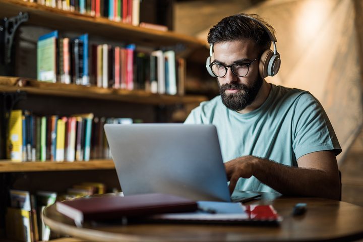 man working from home