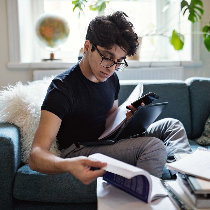man working from home