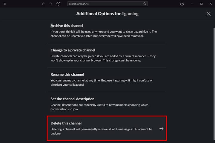 Slack Delete Channel