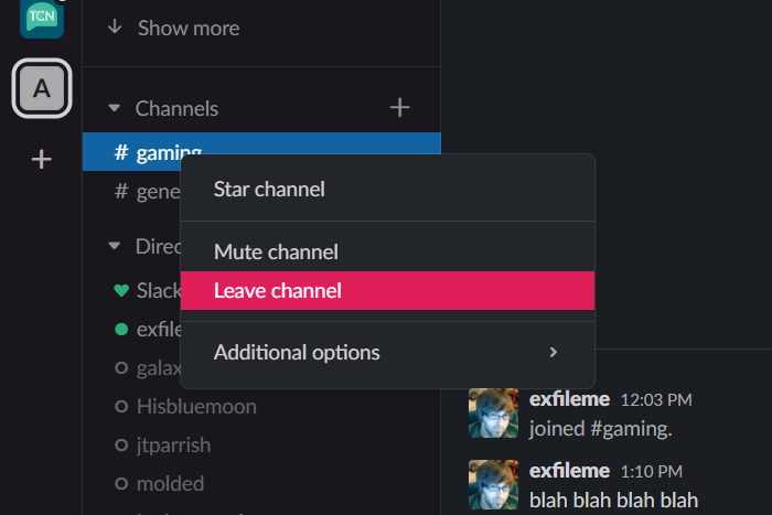 Slack Leave Channel