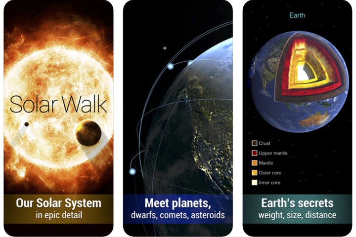 Solar Walk app showing the solar system.