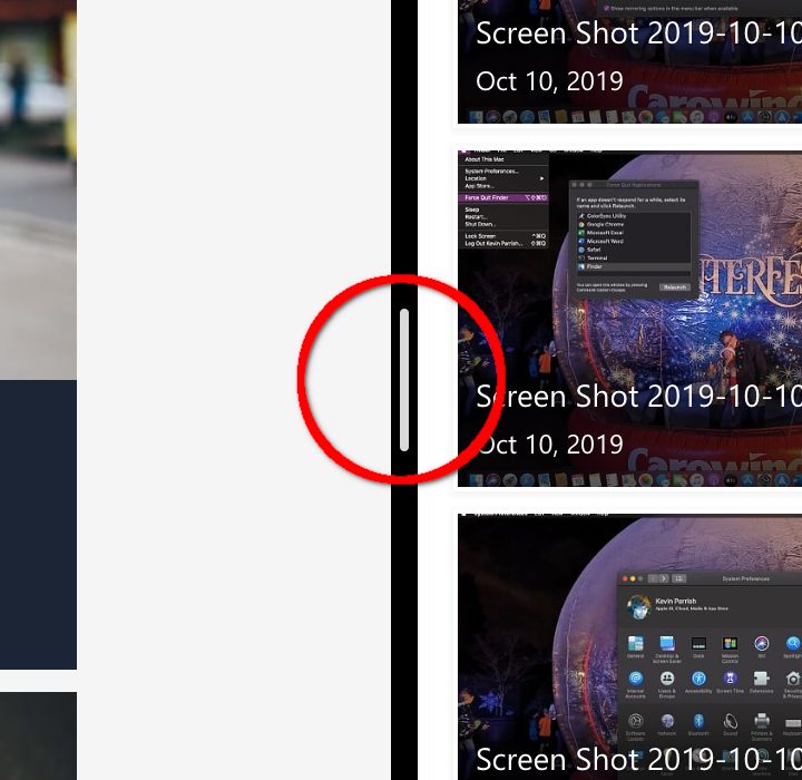 MacOS Split View divider.