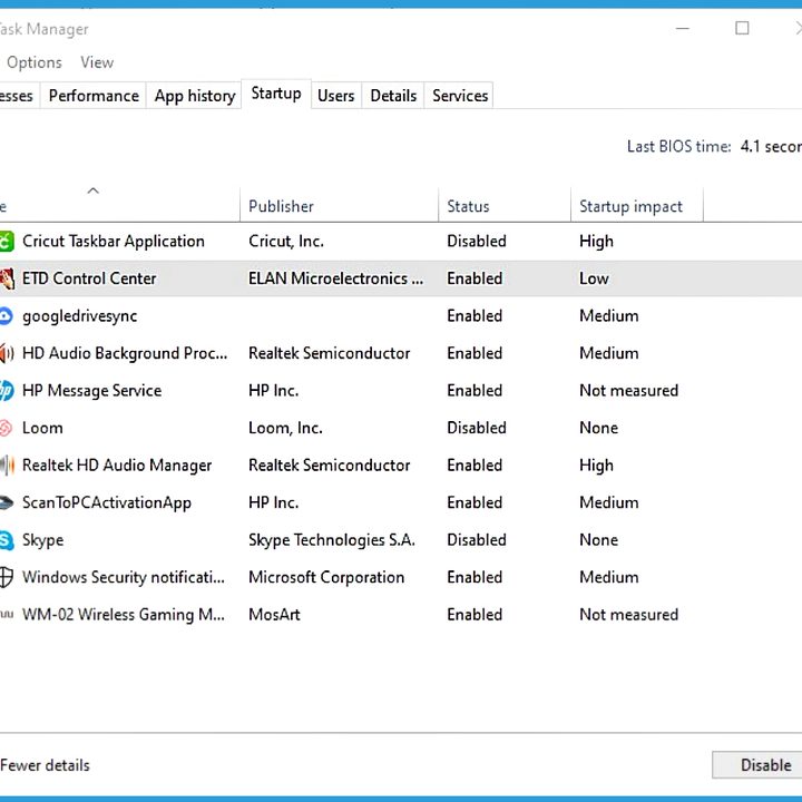 The Windows task manager tool.
