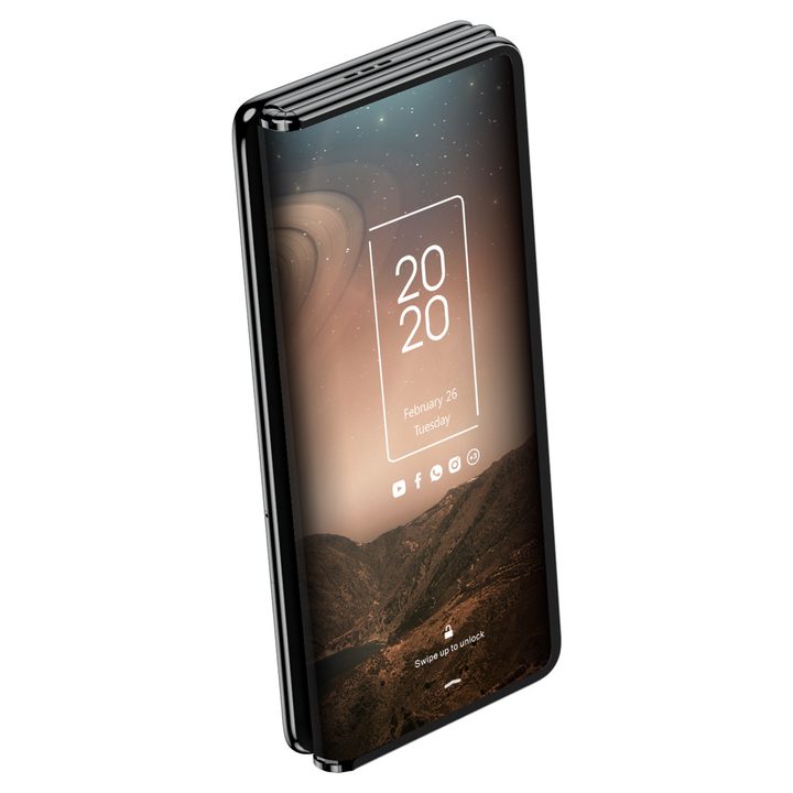 This is a concept render of the TCL Triple folding phone.