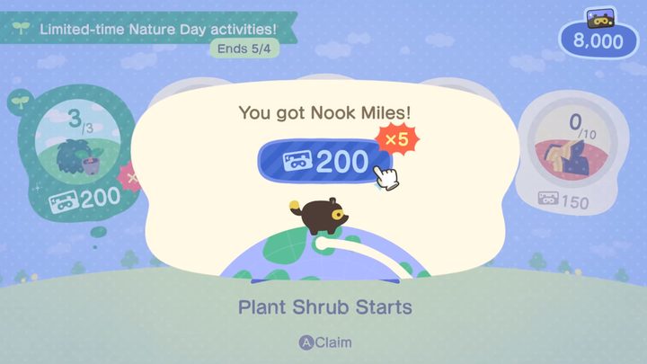 Animal Crossing Nature Day Nook Miles bonus