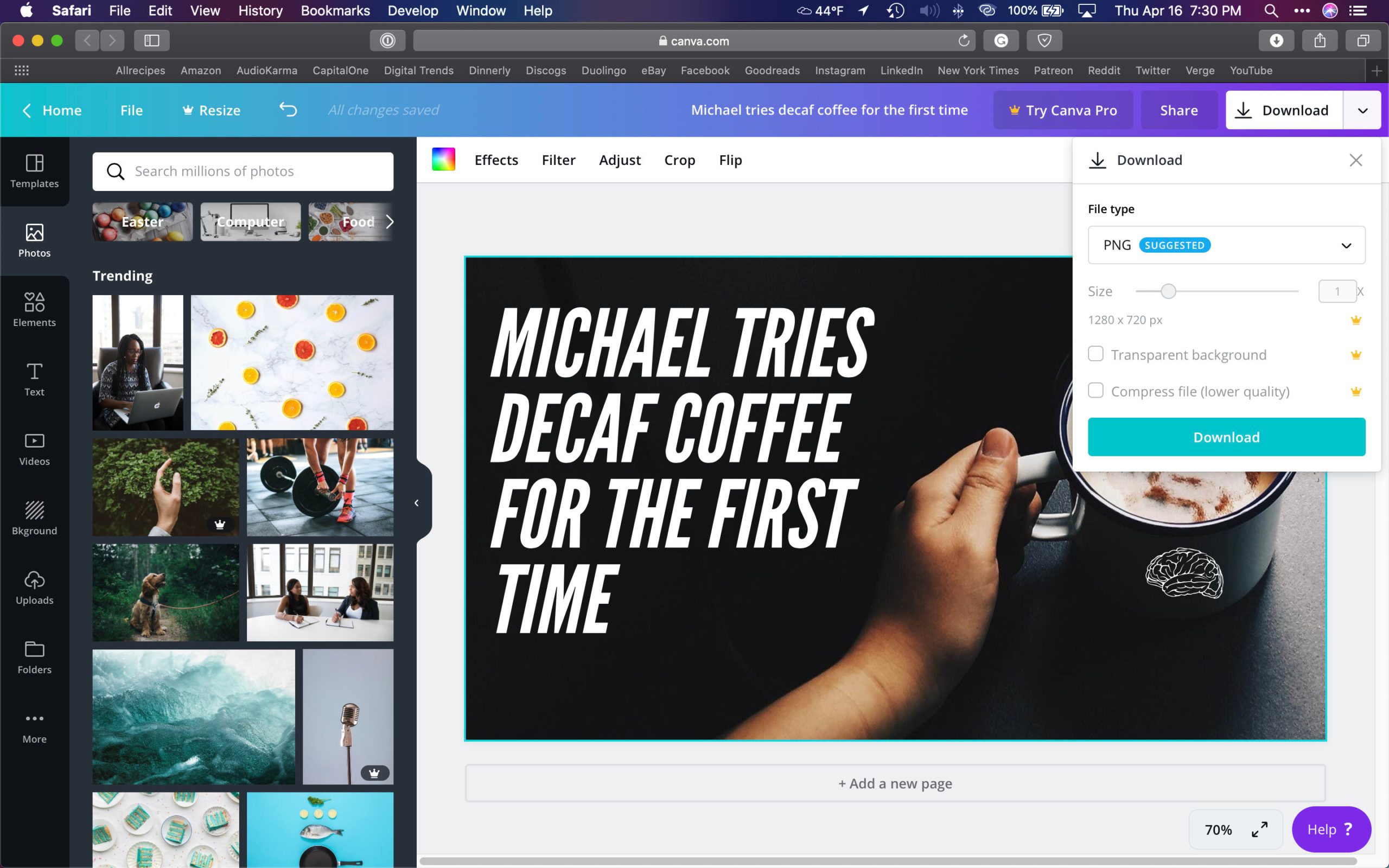Canva Download Button