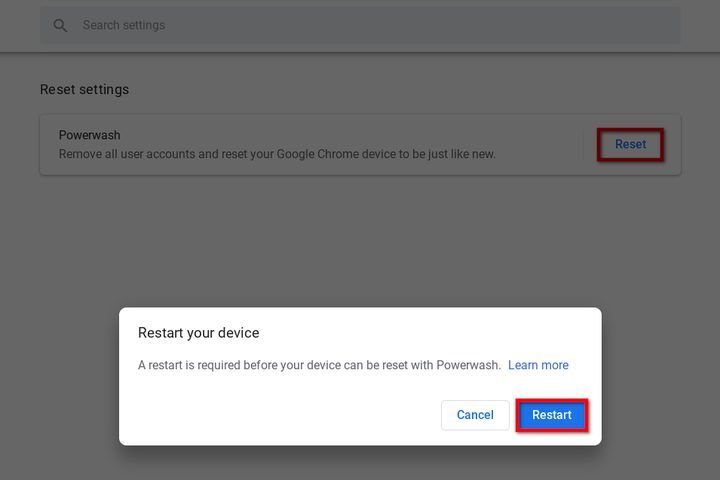 Chromebook Reset to Powerwash