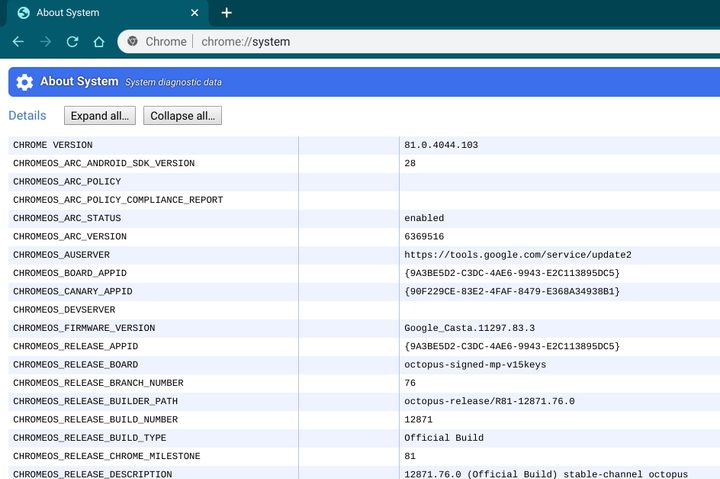 Chromebook System Information