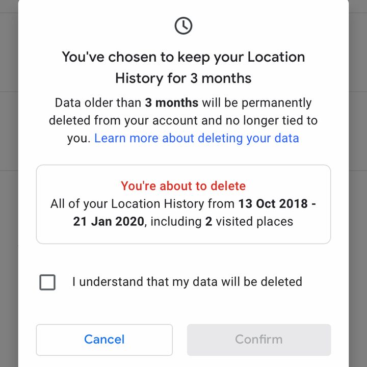 Deleting Google Maps data automatically