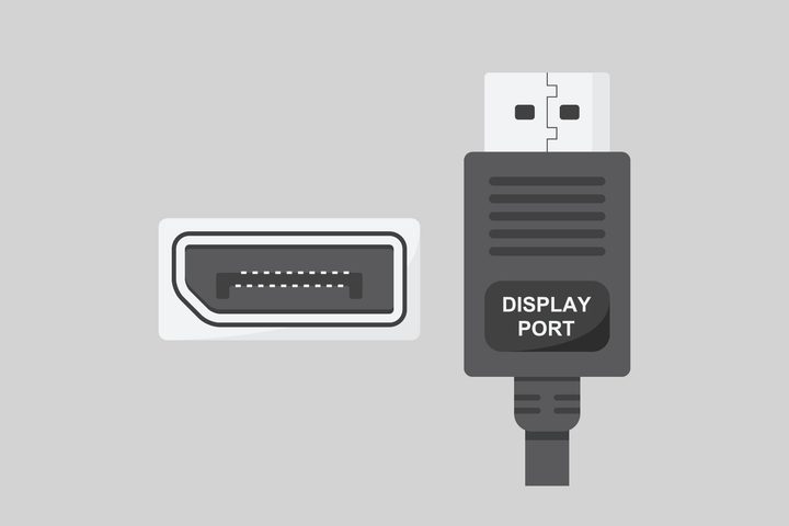 Image of DisplayPort cable and port