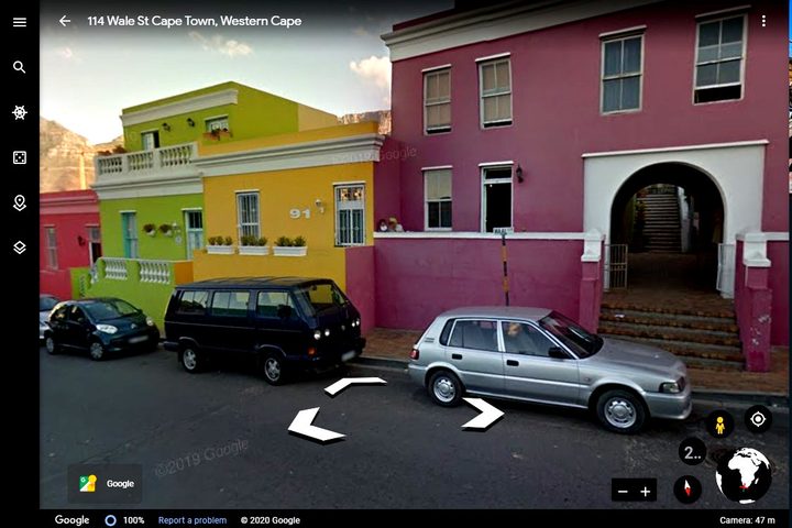 Google Earth street view with colorful houses