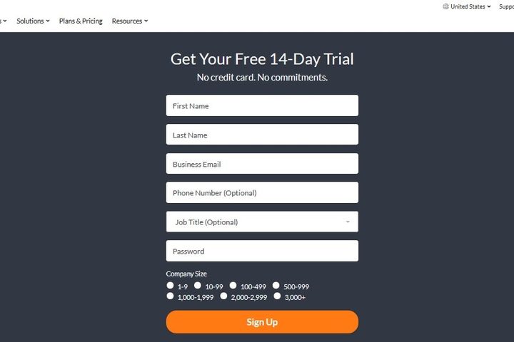 GoToMeeting Free Trial sign up page screenshot