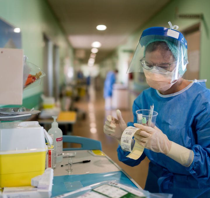 health worker with face shield