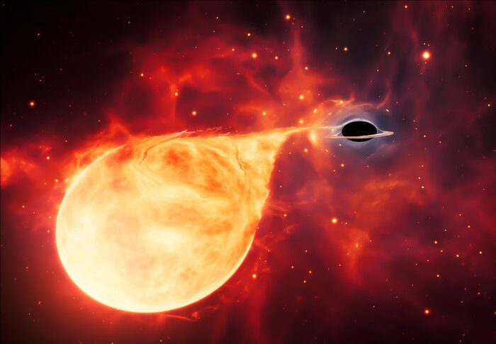 artist’s impression depicts a star being torn apart by an intermediate-mass black hole