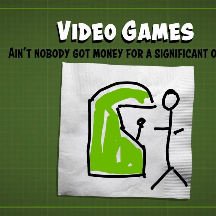 A drawing of a stick figure at an arcade cabinet.