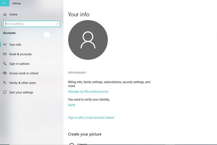 Image of Manage my Microsoft Account Window