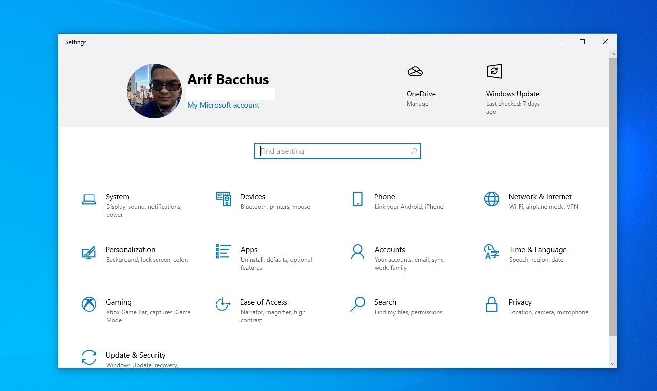 windows 10 may 2020 update review settings