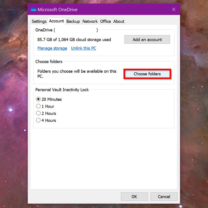 Microsoft OneDrive Choose Folders
