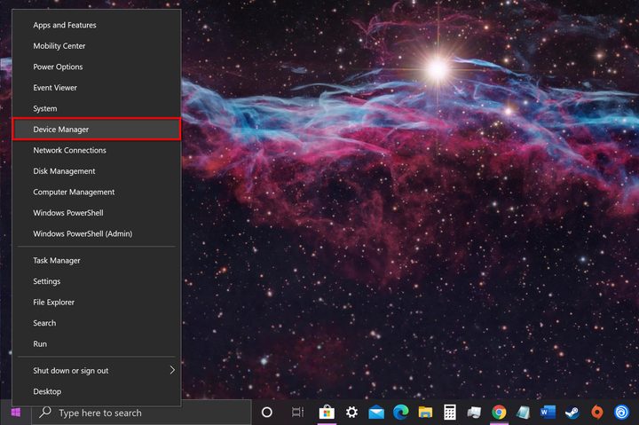 Open Device Manager Windows 10