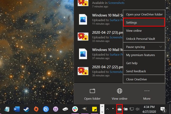 Open OneDrive Settings