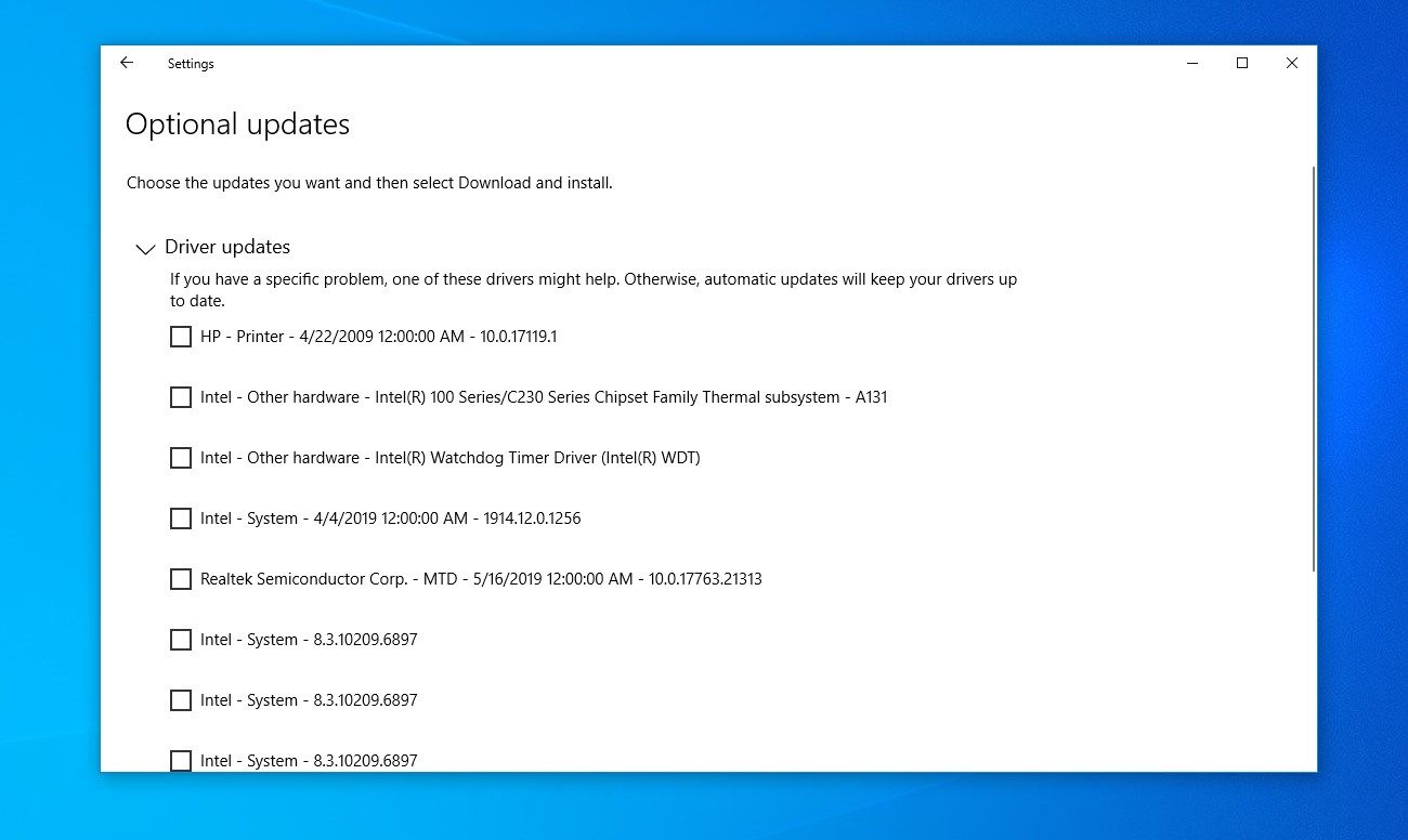 windows 10 may 2020 update review optional updates 20h1