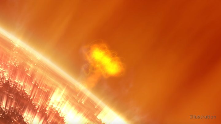 A new NASA mission called SunRISE will study what drives solar particle storms - giant surges of solar particles that erupt off of the Sun - as depicted in this illustration. Understanding how such storms affect interplanetary space can help protect spacecraft and astronauts.
