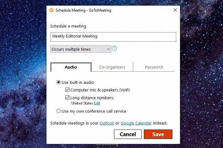 GoToMeeting recurring meeting screenshot