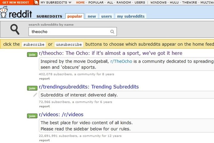 Reddit search screenshot