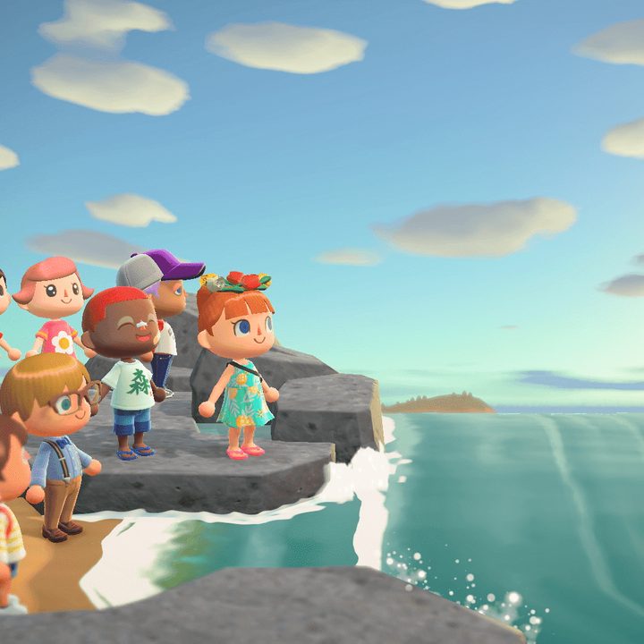 A garthering of friends in Animal Crossing: New Horizons