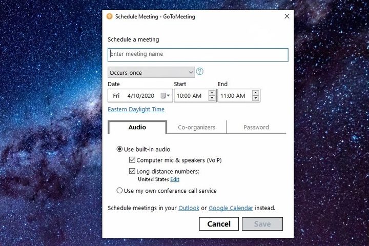 GoToMeeting schedule meeting desktop app screenshot