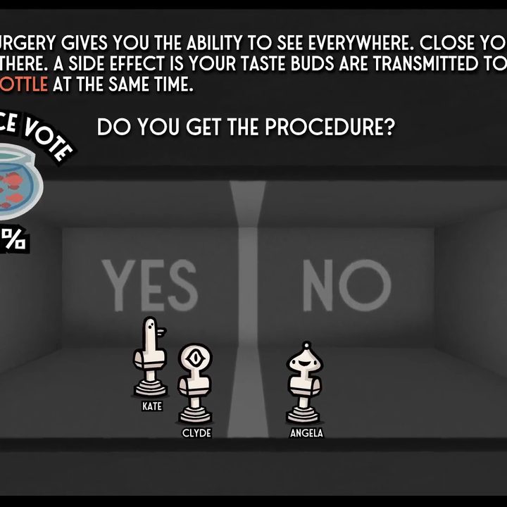Two pieces voting yes and one voting no.