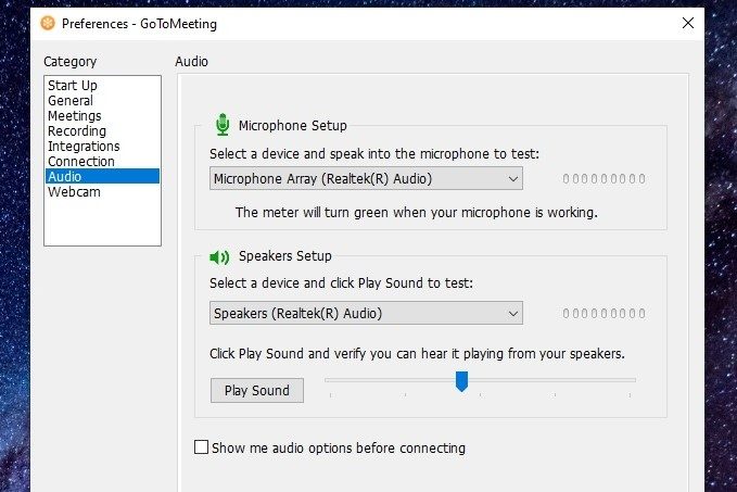 GoToMeeting Test Audio screenshot