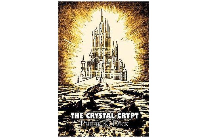 Photo shows the book's cover, with the title and author's name at the bottom and an illustration of a crystal palace