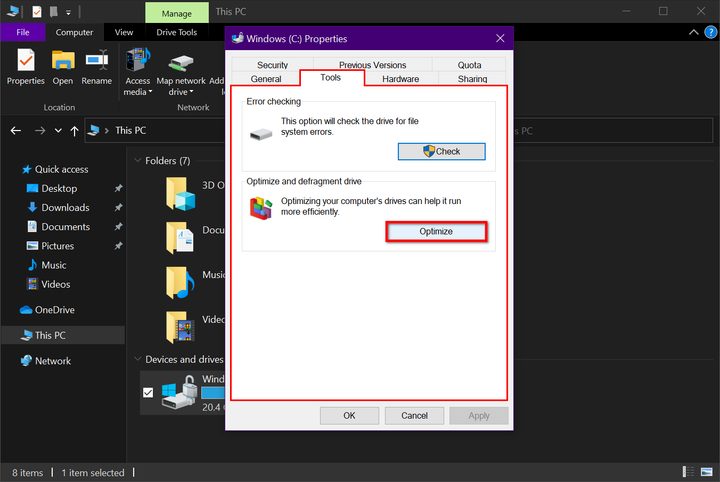 Windows 10 Load Disk Optimizer